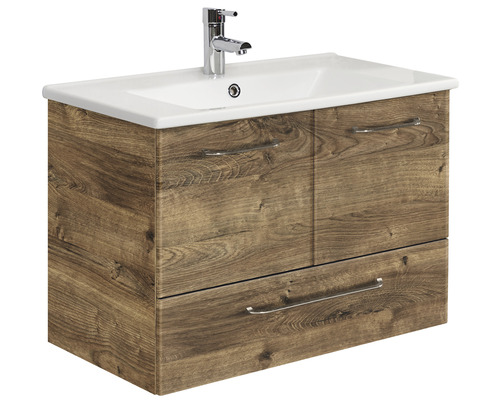 Meuble sous-vasque avec lavabo en céramique pelipal Quickset 943 75x53x45 cm chêne Ribbeck 943.075001