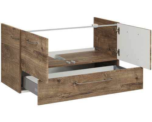 Waschtischunterschrank mit Schublade und Tür in Holzoptik