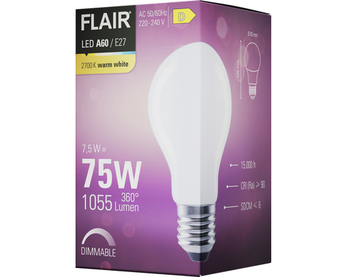 Lampe LED FLAIR A60 E27 sur l''emballage