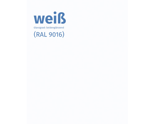 Farbe Weiss, Glanzgrad Seidenglänzend, RAL 9016