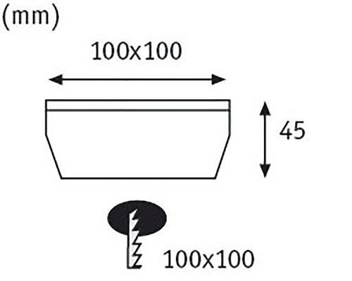 Dessin technique d''un bac à plantes avec des dimensions de 100 x 100 x 45 millimètres et détails sur la denture
