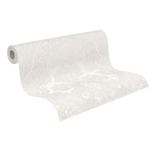 Papier peint intissé 38708-4 ornement baroque gris-blanc