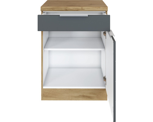 Meuble de salle de bain ouvert avec tiroir et étagères