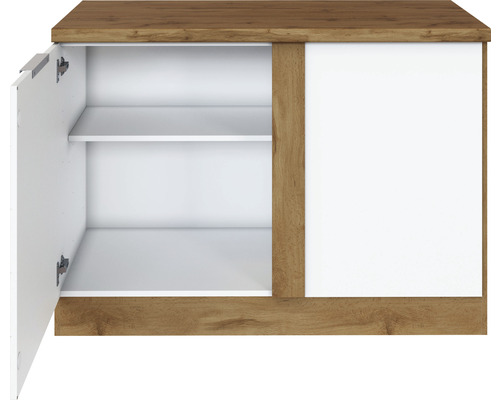 Meuble bas avec deux étagères et une porte