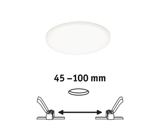 Panneau encastrable LED IP44 8,5 W 750 lm 4000 K Ø 125 mm Ø d'encastrement 45-100 mm VariFit Veluna satin rond 230V