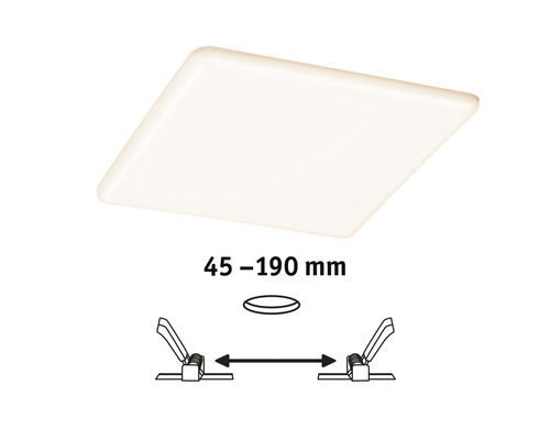 Éclairage LED à encastrer panneau Veluna VariFit 21W 3000K 215x215mm satin Plafonnier carré avec instructions de montage pour 45 à 190 millimètres