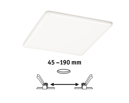 Quadratische LED Einbauleuchte mit Größenangabe