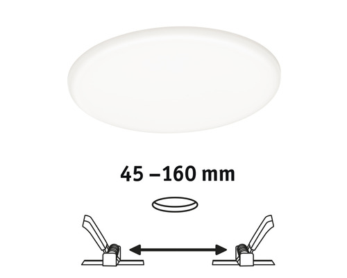 Panneau encastrable LED IP44 17,5 W 1500 lm 4000 K Ø 185 mm Ø d'encastrement 45-160 mm VariFit Veluna satin rond 230V