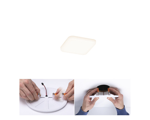 Quadratische Deckenleuchte und Montagebeispiele