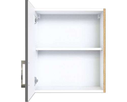 Armoire de salle de bain ouverte avec une étagère