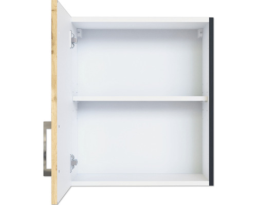 Armoire de toilette blanche ouverte avec deux étagères pour la salle de bain