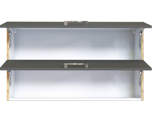 Armoire murale avec deux abattants gris et poignées