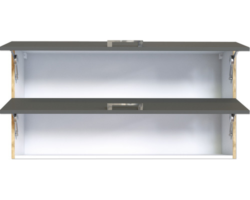 Meuble haut avec deux abattants gris et poignées