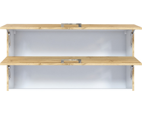 Meuble haut ouvert avec deux portes et poignées