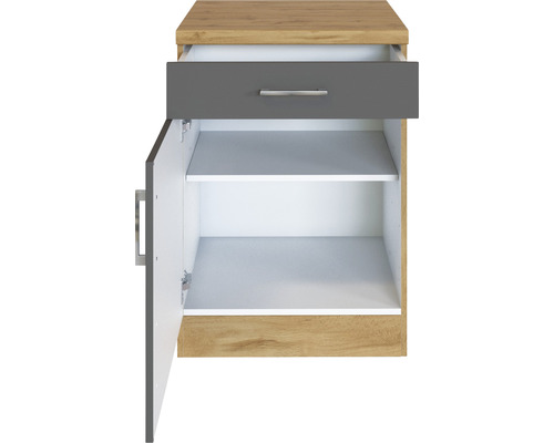 Meuble bas ouvert avec tiroir et étagères