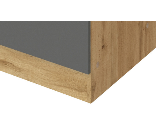 Gros plan d''un meuble avec une structure en bois et une surface grise