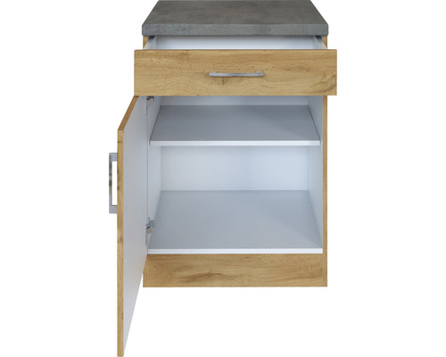 Meuble sous-lavabo avec tiroir, porte et étagères