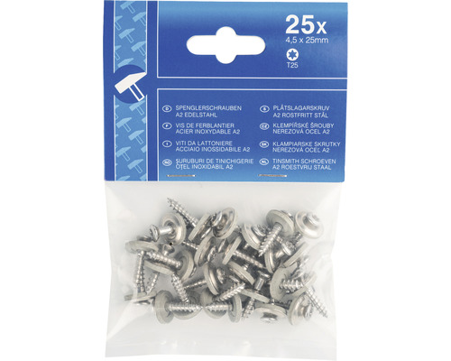 Packung Spenglerschrauben A2 Edelstahl, 4,5 x 25 Millimeter, 25 Stück