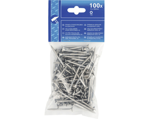 Spanplattenschrauben A2 Edelstahl, 5 x 50 Millimeter, 100 Stück