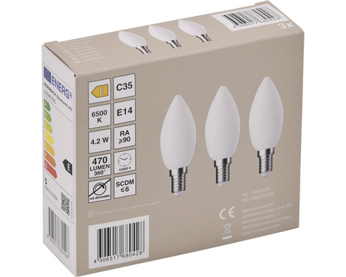 Paquet de trois ampoules LED à bougie E14
