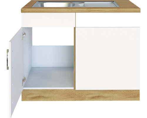 Meuble sous-vasque avec porte ouverte