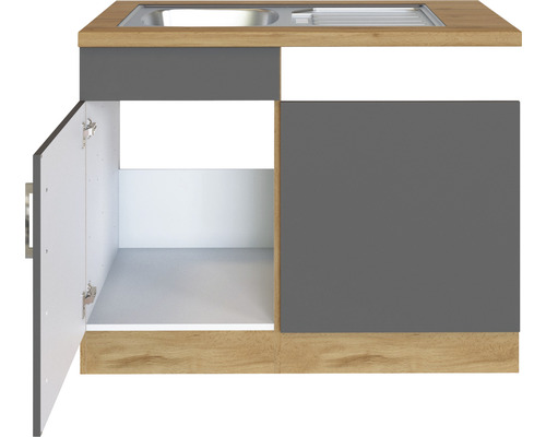 Meuble bas d''évier avec un compartiment ouvert et un évier