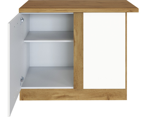 Meuble haut avec une porte ouverte et deux étagères