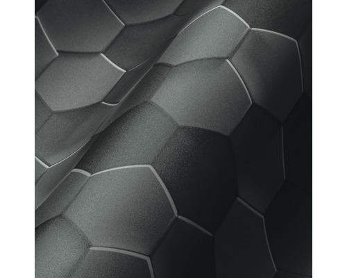 Nahaufnahme einer schwarzen Tapete mit sechseckigem Muster