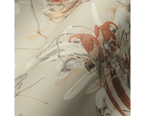 Tapete mit Vogel- und Pflanzenmuster