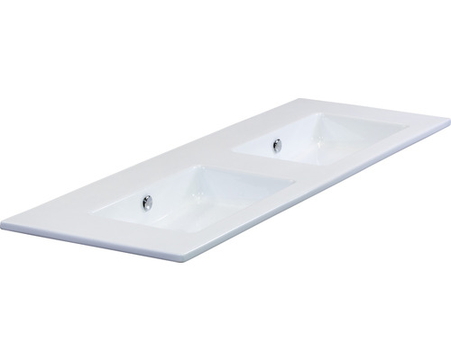 Weisser Doppelwaschtisch aus Keramik mit zwei Waschbecken