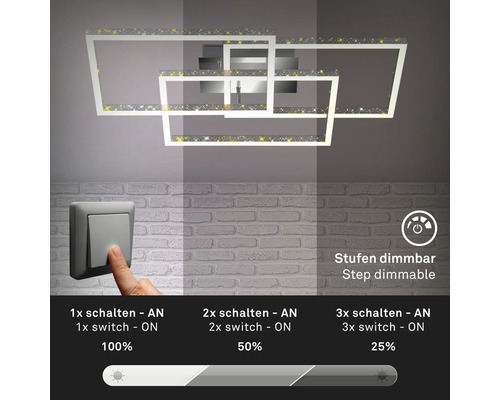 Illustration einer stufenweise dimmbaren Deckenleuchte mit Lichtschalter