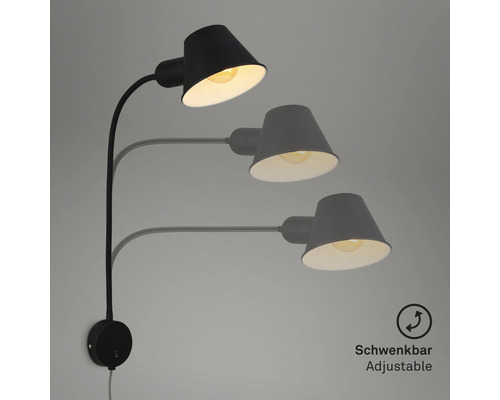 Schwenkbare schwarze Wandleuchte mit Leuchtmittel