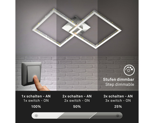 Deckenleuchte mit Dimmfunktion und quadratischem Design