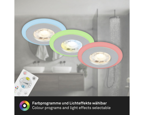 Deckeneinbaustrahler mit Farbwechsel und Fernbedienung in einem Badezimmer