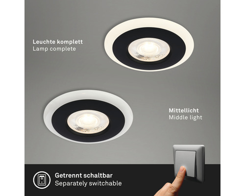 Zwei runde Deckeneinbauleuchten mit separater Schaltung