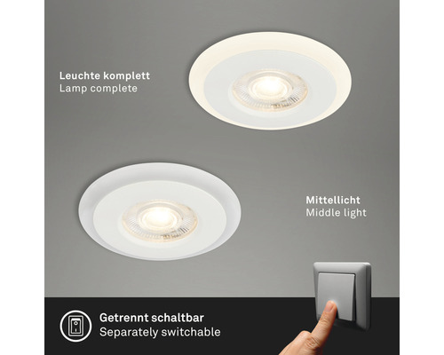 Zwei runde Einbaustrahler mit separater Schaltung