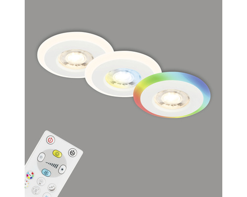 Drei LED Einbaustrahler mit Fernbedienung zur Lichtsteuerung