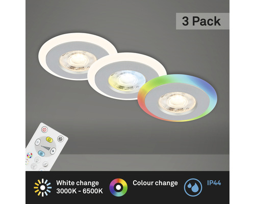 Éclairage LED à encastrer en plastique 3 x 5 W 460 lm Ø 84 mm chrome mat à intensité lumineuse variable