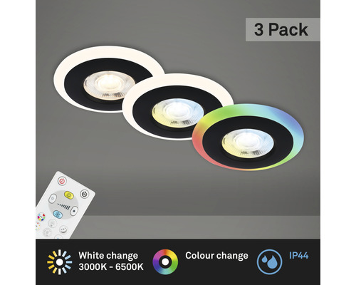 Drei LED Einbauspots mit Farbwechsel und Fernbedienung im 3er-Pack