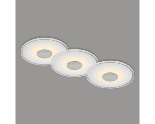 Drei runde LED Deckenleuchten mit geometrischem Design