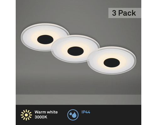 Pack de trois plafonniers avec indice de protection IP44 et lumière blanc chaud
