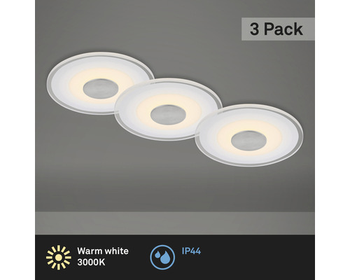 Drei runde Deckenleuchten im Set, warmweißes Licht, Schutzart IP44
