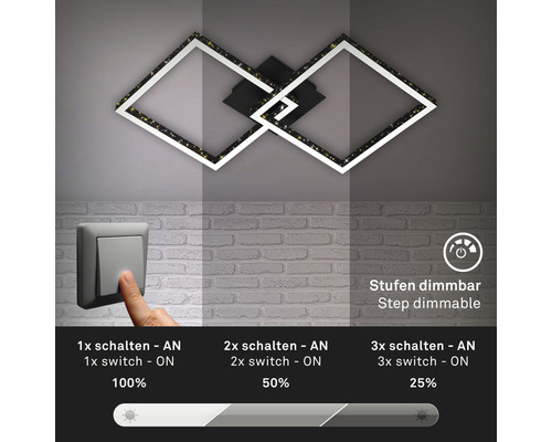 Deckenspot mit Dimmfunktion und eckigem Design