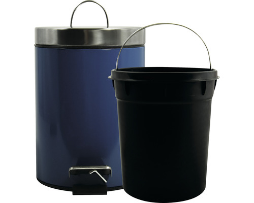 Poubelle à pédale bleue avec seau intérieur amovible en plastique