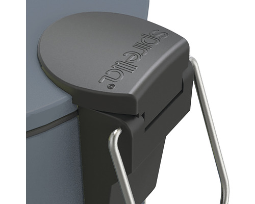 Vue détaillée d''un couvercle de poubelle avec le logo Spirella