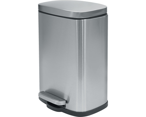 Rechteckiger Treteimer aus Edelstahl mit Deckel und Fusspedal