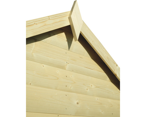 Vue détaillée d''un abri de jardin avec toit à pignon en bois