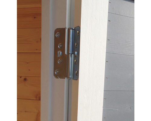 Gros plan d''une charnière de porte sur une porte en bois