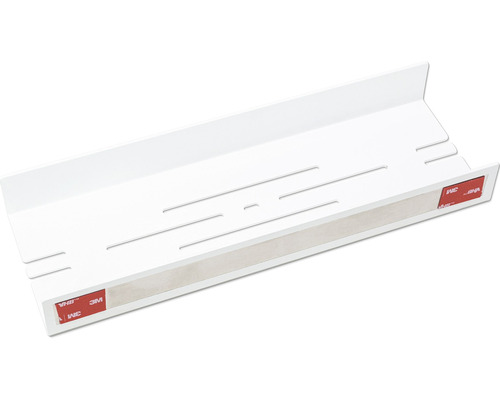 Weisser Kabelkanal mit Schlitzen und Klebestreifen zur Befestigung.