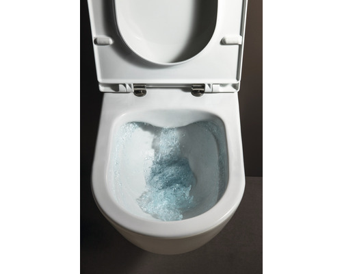 WC suspendu blanc avec chasse d''eau